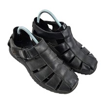 Mountain Creek Mens Justin Sandals Size 9M Black Leather Adjustable Strap - £15.01 GBP