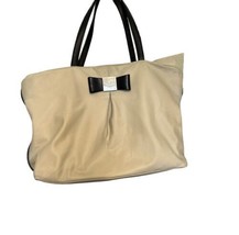 Kate Spade Womens Nylon Leather Tote Bag Beige Double Handle Bow Detail - £19.41 GBP