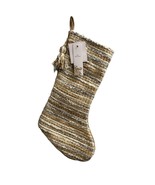 Shabby Chic Christmas Stocking Country Farmhouse Woven Cream Gray White ... - $247.71 MXN