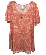 NWT LuLaRoe Medium Peach Cream Orange Aztec Cotton Blend Perfect Tee - $605.55 MXN