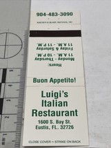 Vintage Matchbook Cover Luigi’s Italian Restaurant. Eustis, FL  gmg. Unstruck - £9.73 GBP
