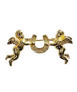 Kirks Folly Aurora Borealis Rhinestone Cherubs Lucky Horseshoe Gold Tone... - €20,53 EUR