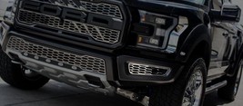 2017-2018 Ford Raptor - Front Lower Bumper Leaf Grilles 2PC | Brushed Stainless - £119.99 GBP