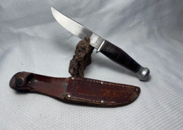 Robeson 7 USA Fixed Blade Knife Stacked Leather Handle With Leather Sheath - £55.26 GBP