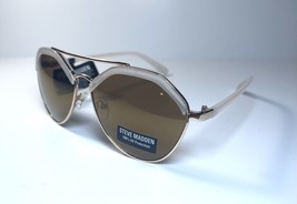 NEW STEVE MADDEN Beige Gold Geometric Style SM472171 Sunglasses + Case - $552.40 MXN