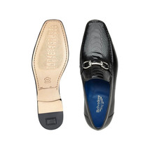 Belvedere Men's Bruno Genuine Ostrich Leg and Italian Calf Loafer Black 1026 image 2