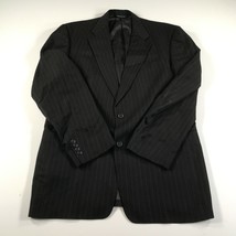 Vintage Burberrys Blazer Jacket Mens 42 Long Black Pinstripes Two Buttons - $37.39