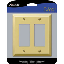Wallplate 2-Gang Stamped-Steel, Polished Brass - Amerelle 163RRBR Decor ... - $1.39 CAD