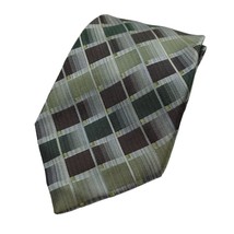 Van Heusen Green Brown Tie Necktie Silk Stain Resistant - $4.94