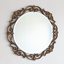 Atsonea Gilt Wood Mirror, Ornate, Round, Wall Hanging, Vintage, 1960s - £53.58 GBP