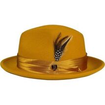 Mens Bruno Capelo Hat Australian Wool Crushable Fedora Giovani Un112 Mustard image 3