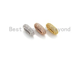 Big Hole CZ Pave Oval beads, Cubic Zirconia Spacer Beads, European Large hole - $2.50