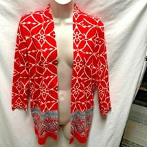 Rafaella Womens Sz S Cardigan Jacket Red White Black 100% Cotton - $13.36