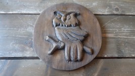 Vintage 1979 FOLK ART Hand Carved Owl Wall Plaque 8 1/8 x 7.5 inches - £62.03 GBP