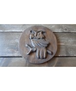 Vintage 1979 FOLK ART Hand Carved Owl Wall Plaque 8 1/8 x 7.5 inches - £61.84 GBP