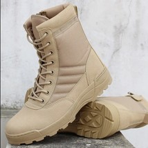 Men&#39;s Work Shoes Genuine Leather Waterproof Lace Up Tactical Boot Fashion Motorc - £59.51 GBP