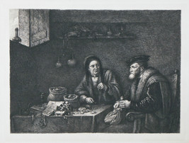 &quot;The Money Changers&quot; by G.W. Rhead Etching Signed in Plate 9 1/2&quot;x14&quot; - £149.02 GBP