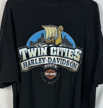 Harley Davidson T Shirt Biker Motorcycle Twin Cities Double Side Tee Men’s XL - £23.53 GBP
