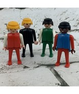 Vintage Geobra Playmobil Figures Lot Of 4 Black Green Red Flaw - $11.88