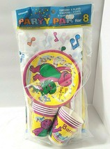 Barney Dinosaur &amp; Baby Bop VTG 1992 Party Pak for 8 Plates Napkins Cups Tablecth - £34.63 GBP
