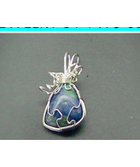 Wp11 .925 argentium sterling silver wire wrap pendant with azurite - £39.15 GBP