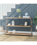 Modern Industrial Handmade Mango Wood Console Table, Natural - £174.55 GBP