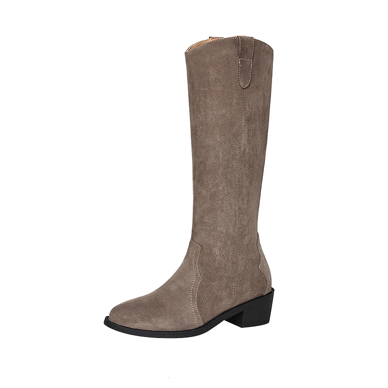  New 2023 Autumn Winter Western Knee High Boots Women  Heels Vintage gir... - £94.68 GBP