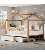 White Full Size Wood House Bed, Trundle, Bookshelf for Kids/Guest - $6,755.80 MXN