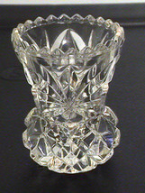Vintage Pressed Glass Toothpick Holder Mini Vase Clear Pineapple Sawtooth Rim - $8.90