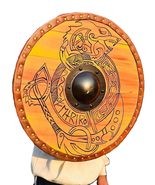 Generic Medieval Viking Wooden Shield Functional Warrior Battleworn Drag... - £115.81 GBP