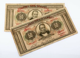 1927 Grèce 50 Drachmai Billets de Banque plein De 2 (Fin État) P #97a - £49.70 GBP