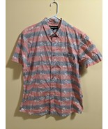 Molokai Surf Gray Pink Stripes Button down Tropical Floral Shirt Size L ... - £14.92 GBP