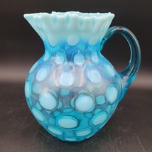 Large Vintage Fenton Northwood Blue Opalescent Glass Coin Dot Water Pitcher - £77.77 GBP