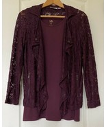 Belle by Kim Gravel Purple Floral Lace Long Sleeve Jacket and Tank Top, ... - £31.00 GBP