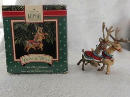 Hallmark Keepsake Santa &amp; His Reindeer Collection Dasher &amp; Dancer 1st Of 5 Euc - £11.68 GBP