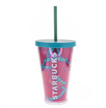 STARBUCKS Pink Watermelon Summer Green Cold Cup Acrylic TUMBLER 16 Oz Print - $85.13