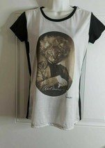 Rare** Vibrisse Black White C W Duman Cat Portrait T-Shirt One-of-a-kind Small - £8.79 GBP