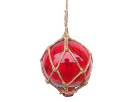 [Pack Of 2] Red Japanese Glass Ball Fishing Float With Brown Netting Decorati... - £30.82 GBP