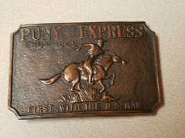 Vintage Pony Express From 1849 First With The U.S. Mail Belt Buckle - £14.81 GBP