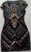 Express Sheath Dress Womens S Black Sequin Lined Polyester Sleeveless Round Neck - £21.78 GBP