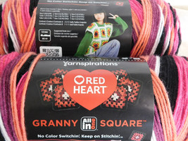 Red Heart Granny Square all in One lot of 2 Black Carnation dye Lot 12 - £16.01 GBP