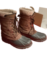 BASS Duck Snow Boots Waterproof Denali Fleece Top Brown Leather Men’s 11... - $36.10