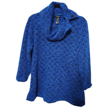 Ali Miles Small Blue Cowl Neck Eyelash Pullover Art To Wear Sweater - $40.44