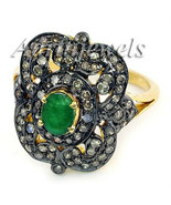 Victorian 1.60ct Rose Cut Diamond Emerald Cute Wedding Ring Vintage VTJ EHS - £353.82 GBP
