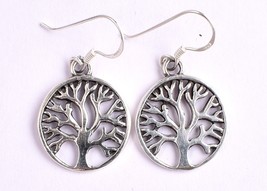 Handmade 925 Sterling Solid Silver Tree Shape Women Wear Drop Dangle Earrings - £44.36 GBP+