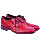 Gorgeous Torch Red Premium Real Crocodile Leather Pointed Toe Blucher Me... - $1,641.23 CAD