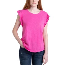 Ecothreads Ladies&#39; Size Large, Flutter Sleeve Soft Organic Cotton Top, Pink - £10.37 GBP