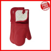 15-Inch Extra Long Silicone Oven Mitts - 932°F Heat Resistant, Red 2-Pie... - $26.18