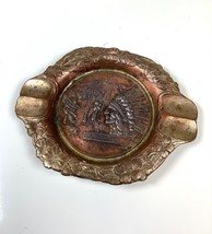 Vintage Metal Ashtray Native American Indian Southwest Made in Japan 4.75” Wide - £12.78 GBP