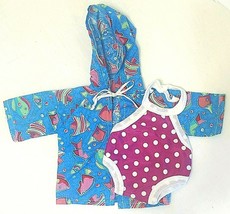 2-Pc Set Swimsuit &amp; Coverup w/ Hoodie ~ for 18&quot; American Girl Doll FREE SHIP  (G - £9.33 GBP